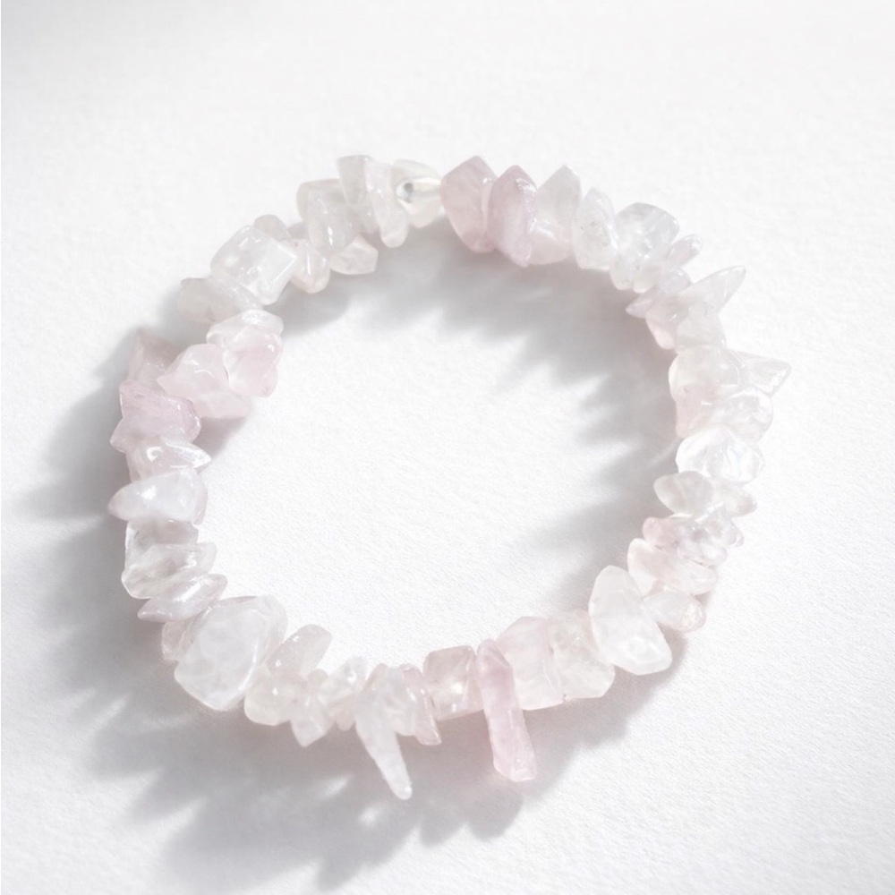 Rose Quartz Natural Chip Bracelet – Love & Calm Energy
